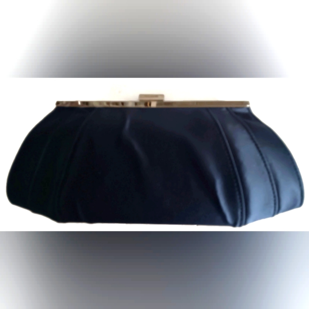 GIANI BERNINI Navy Satin Evening Bag 42" SILVER CHAIN MSRP $59